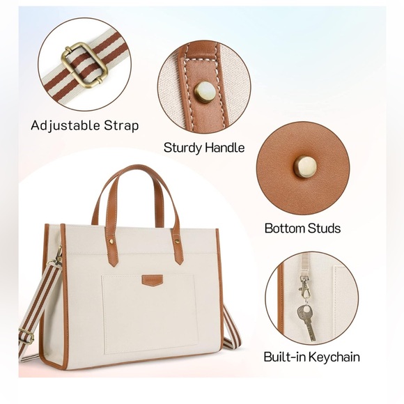 NWT Laptop Tote Bag | Canvas Laptop Bag 15.6 Inch | Work Shoulder Bag - Picture 4 of 6